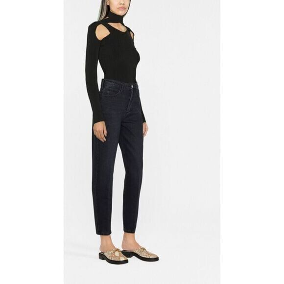 Frame Womens High-Waisted Tapered-Leg Inkwell Jeans Size‎ 29 Black Casual Denim - Picture 1 of 13